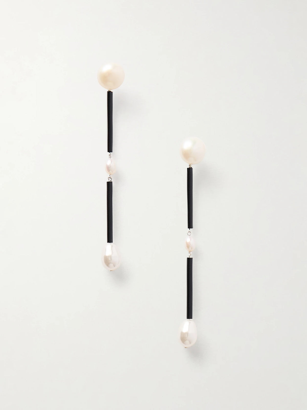 Medium Osiris Silver, Pearl And Glass Earrings