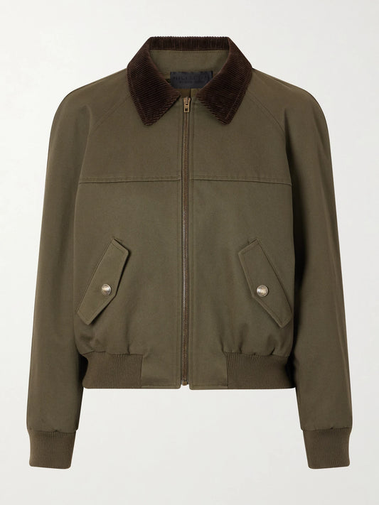 Nili Lotan Victor Corduroy-trimmed Cotton-twill Jacket