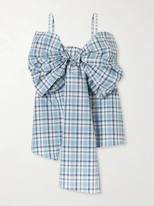 Image of Blouses. Product name - Tanessa Checked Cotton Blouse in Blue colour by brand - Acne Studios