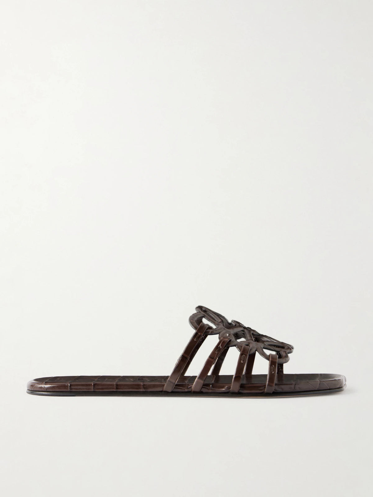 Petal Anagram Croc-effect Leather Slides