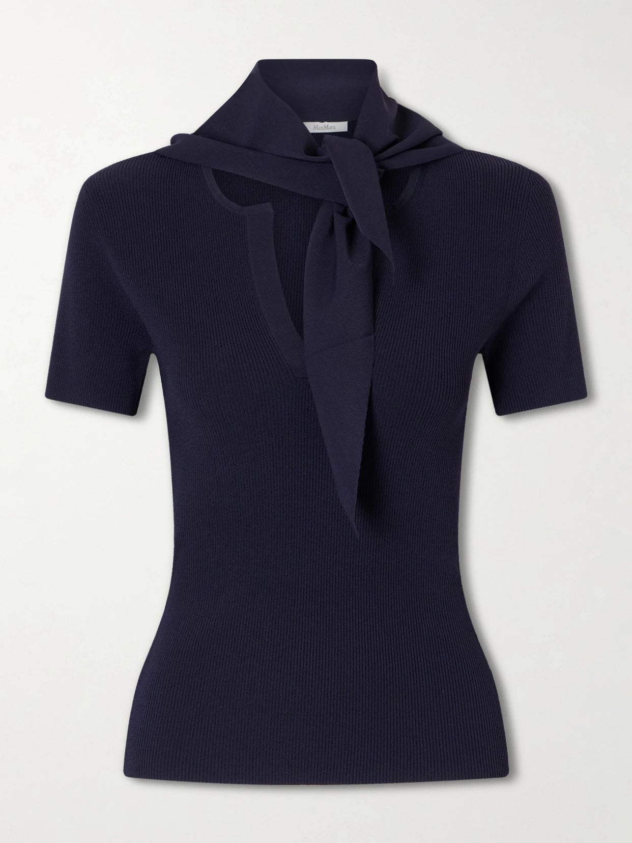 Tie-detailed Ribbed Jersey T-shirt