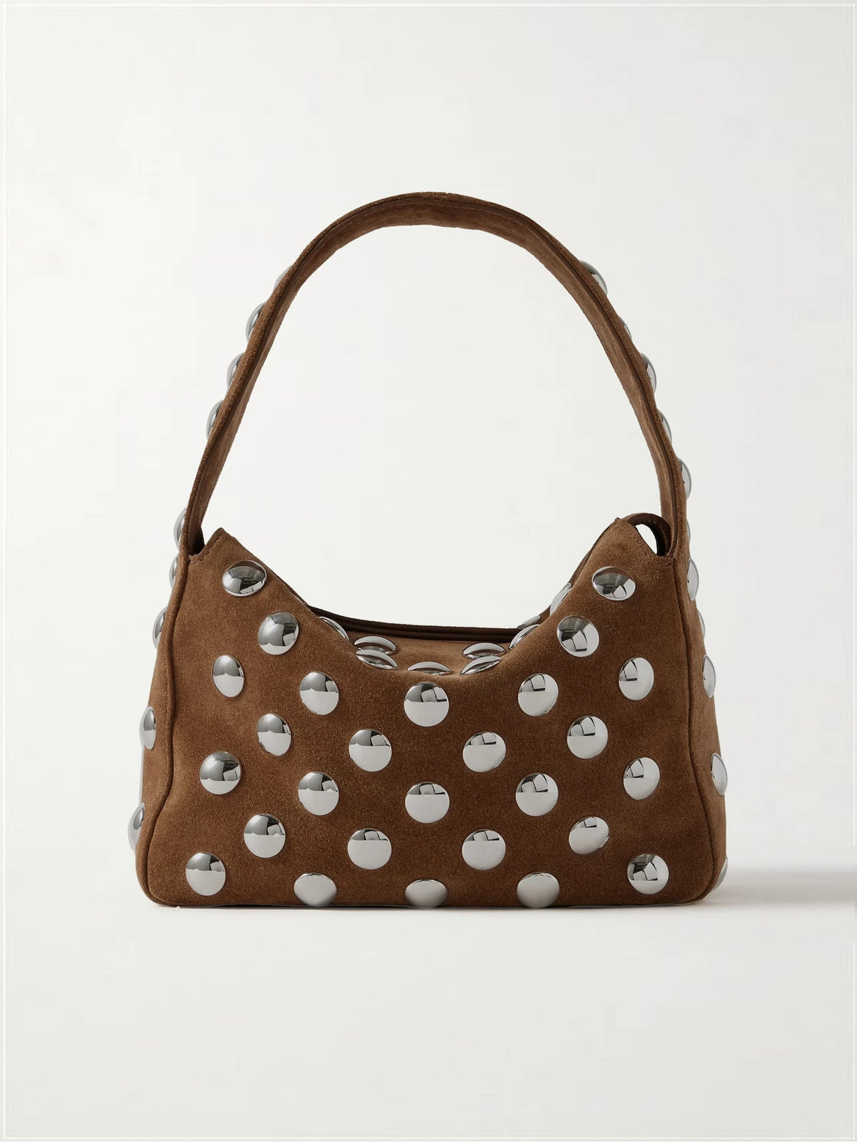 Elena Small Studded Suede Shoulder Bag