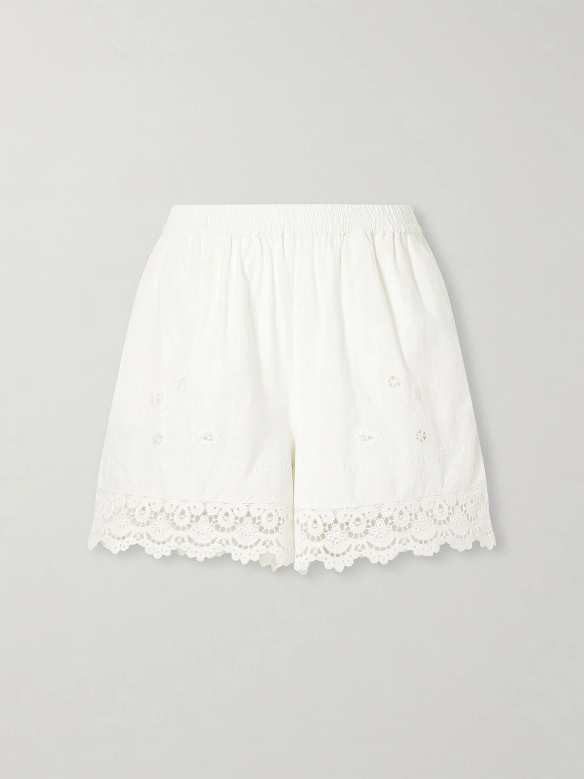 Tallulah Floral-embroidered Organic Cotton And Linen-blend Shorts