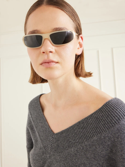 Image of Sunglasses. Product name - Addison-02 Rectangular-frame Acetate Sunglasses in Clear colour by brand - TOM FORD