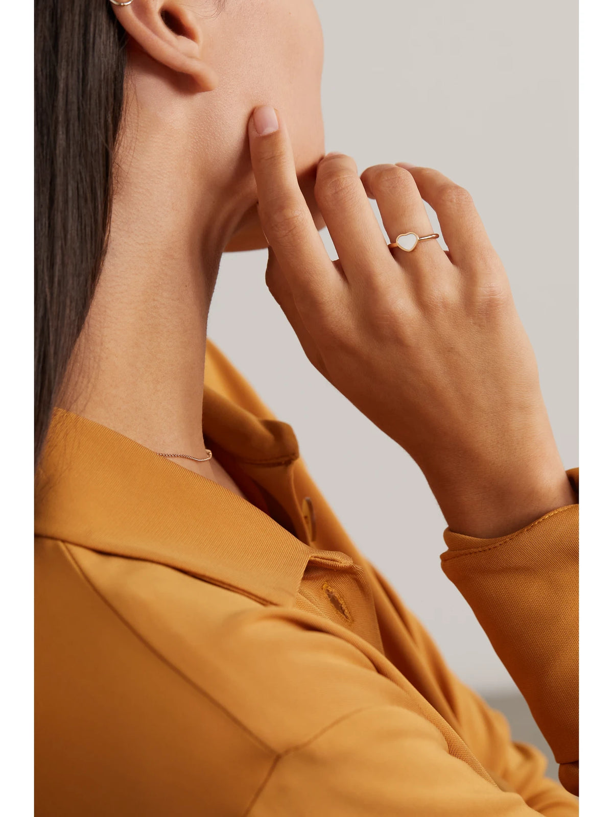 Image of Rings. Product name - My Happy Hearts 18-karat Rose Gold Mother-of-pearl Ring in Multi colour by brand - Chopard