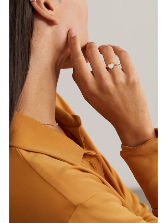 Image of Rings. Product name - My Happy Hearts 18-karat Rose Gold Mother-of-pearl Ring in Multi colour by brand - Chopard