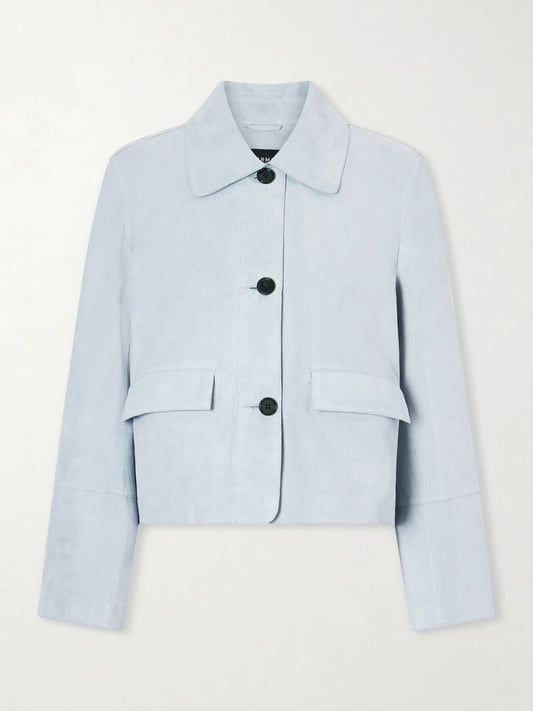 Image of Coats & Jackets. Product name - Fem Suede Jacket in Blue colour by brand - ARMA