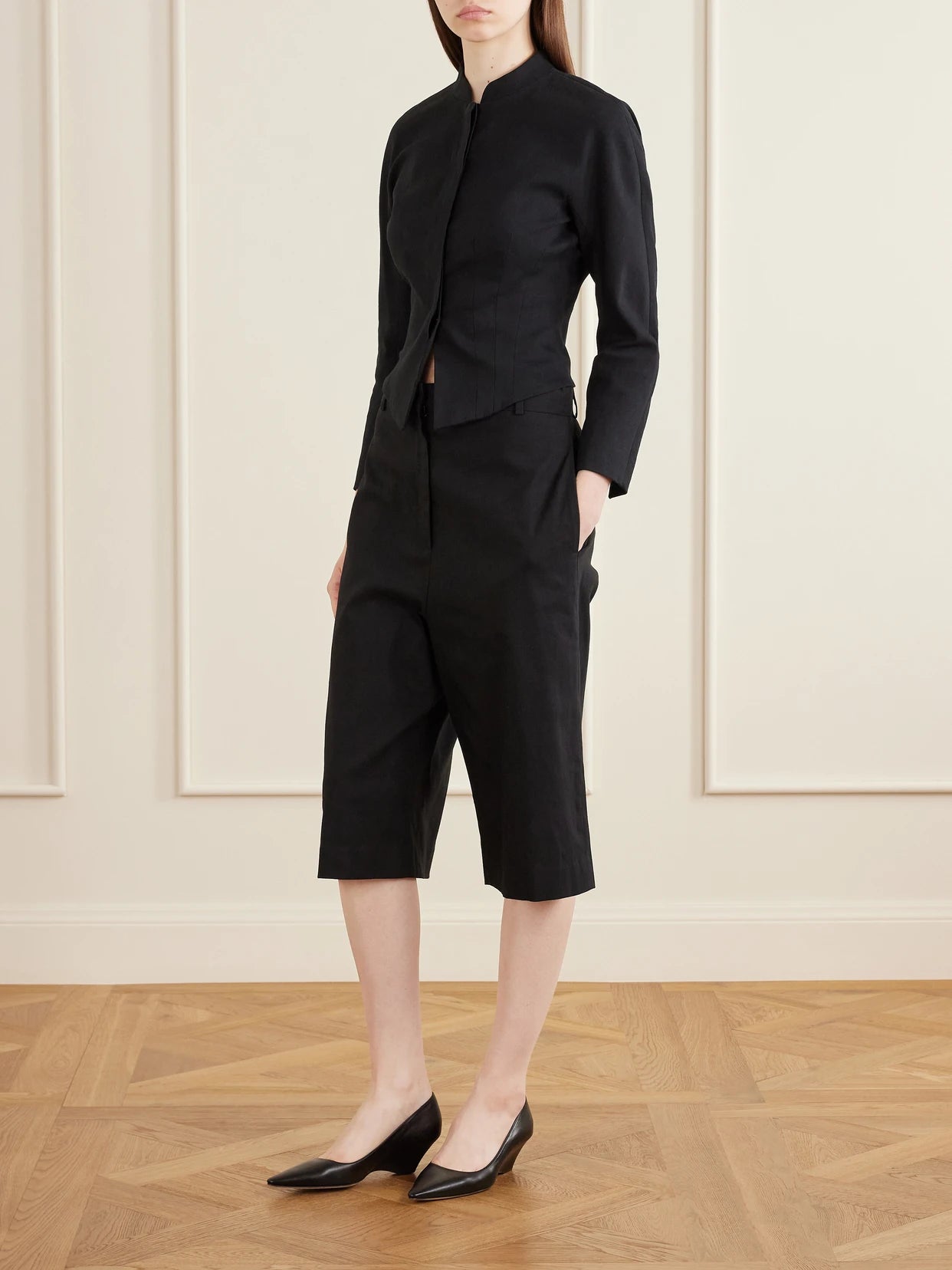 Image of Coats & Jackets. Product name - Bastien Cotton Jacket in Black colour by brand - The Row