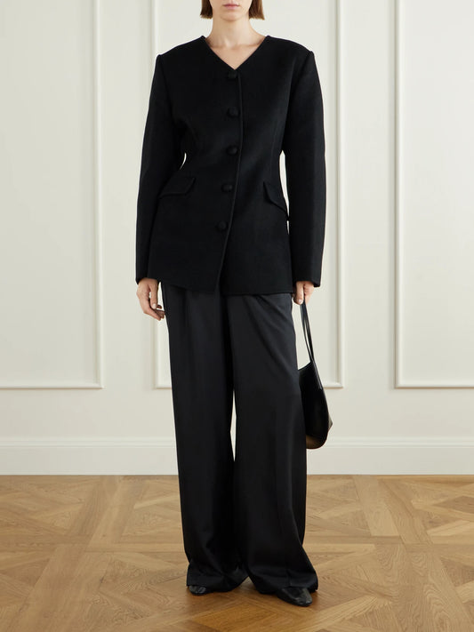 Image of Coats & Jackets. Product name - Doublé Wool And Cashmere-blend Jacket in Black colour by brand - LISA YANG