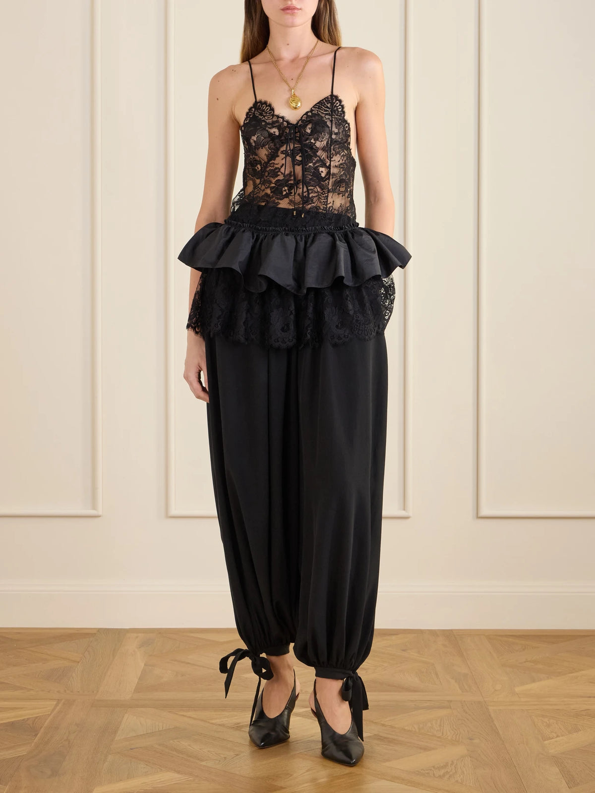Image of Heels. Product name - Suzie Leather Slingback Pumps in Black colour by brand - Chloé