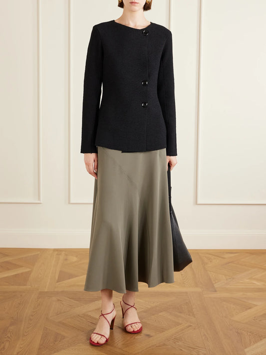 Image of Coats & Jackets. Product name - Sukki Draped Bouclé Jacket in Black colour by brand - Proenza Schouler