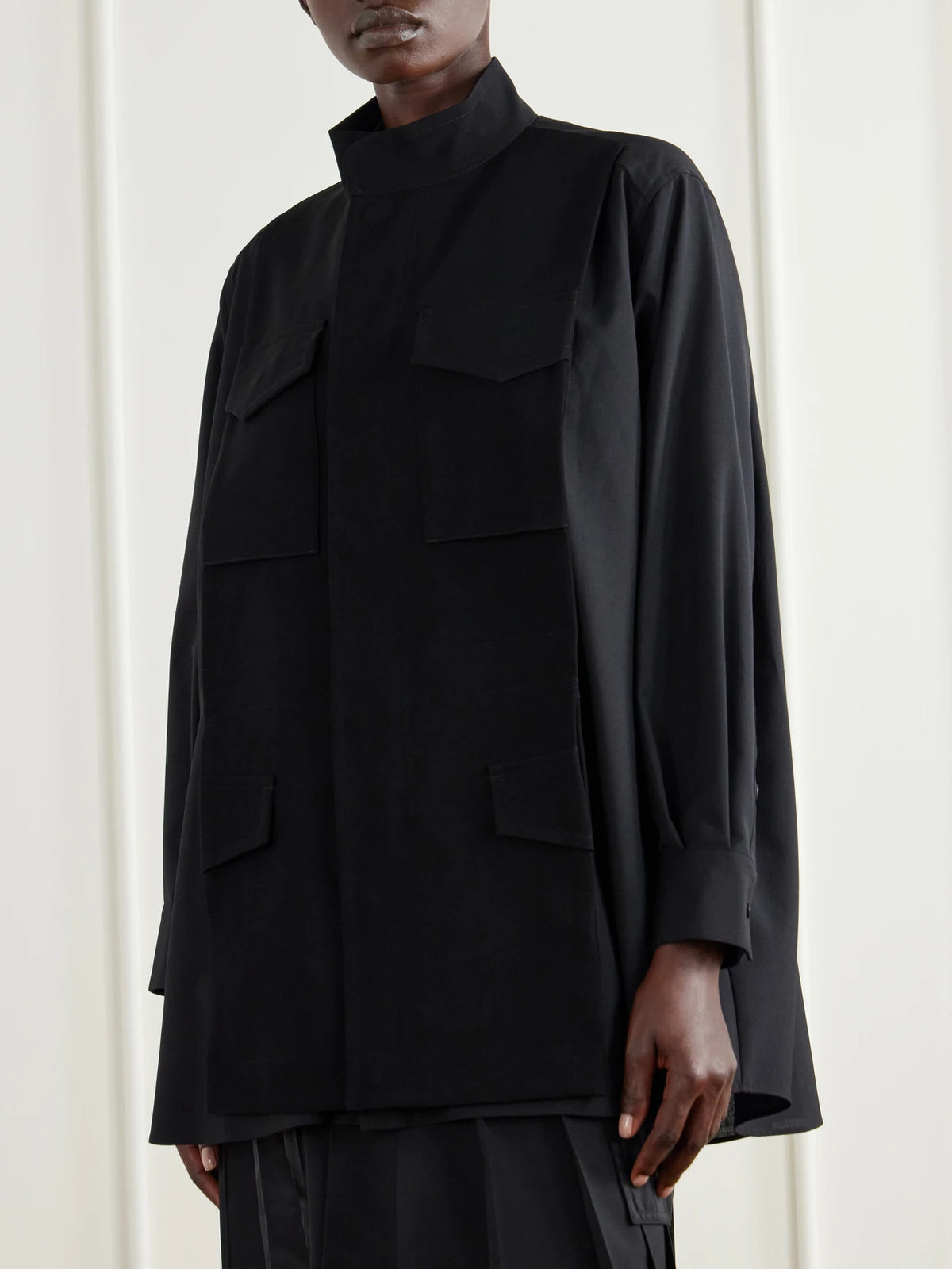 Sacai Crepe-trimmed Woven Shirt