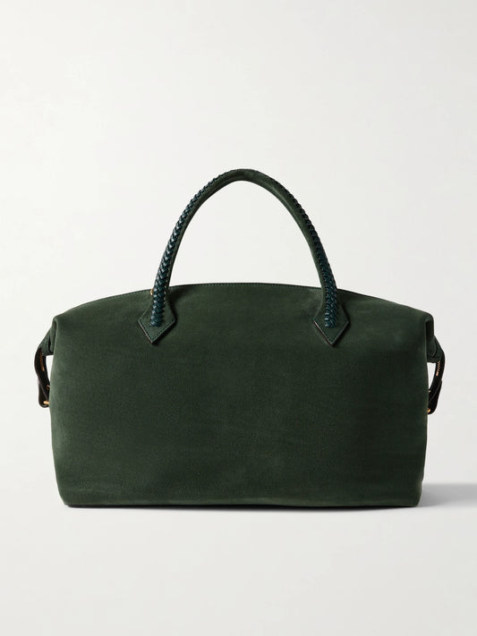 Métier Vérité City Medium Braided Leather-trimmed Suede Tote