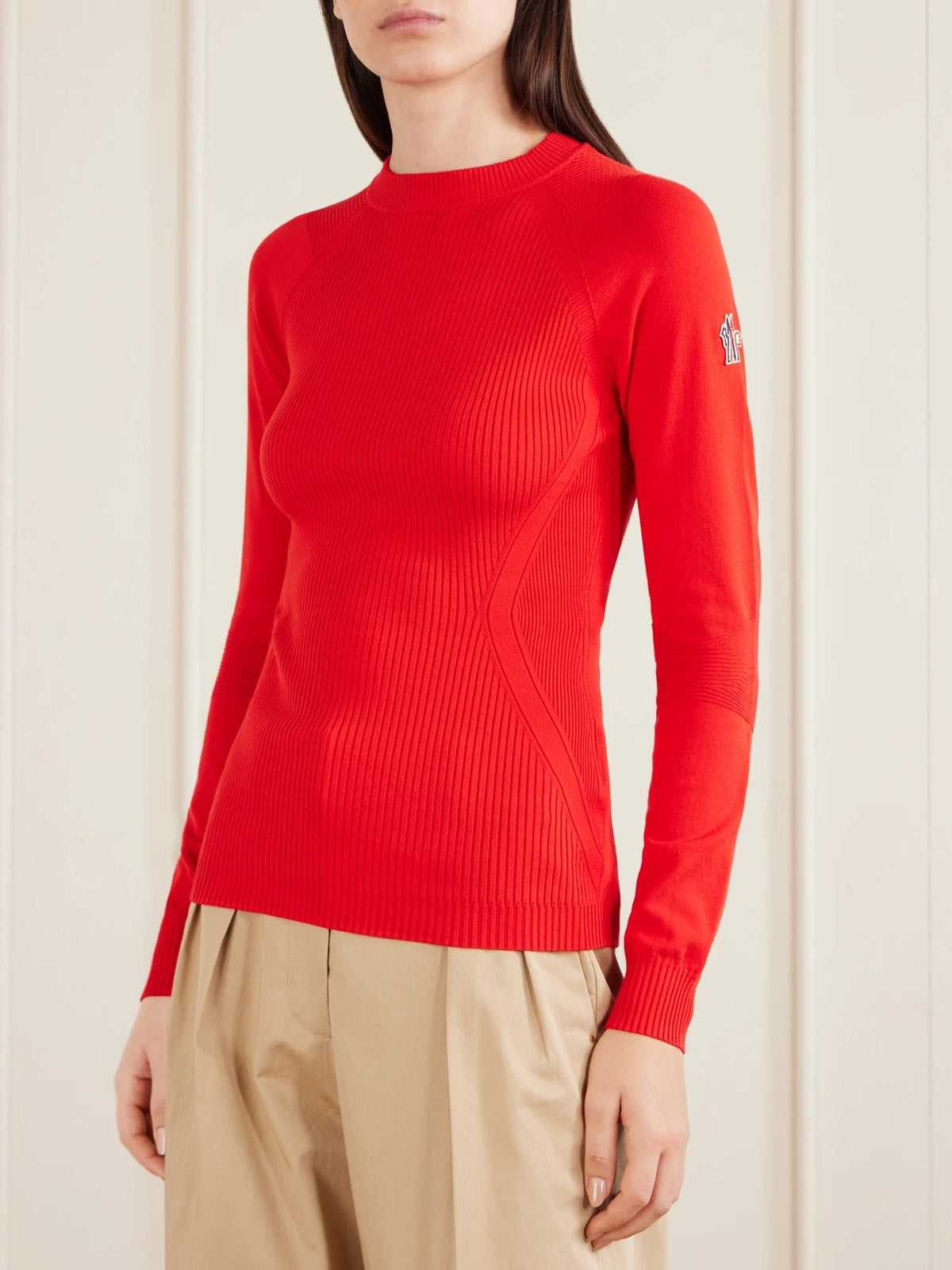 Appliquéd Ribbed-knit T-shirt