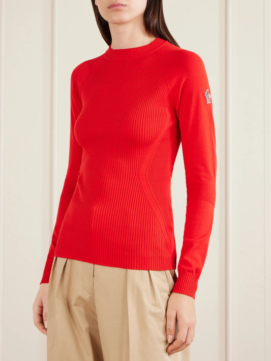 Appliquéd Ribbed-knit T-shirt