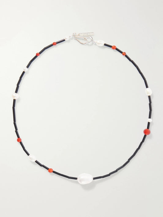 Sophie Buhai Celestial Sterling Silver, Pearl, Carnelian And Onyx Beaded Necklace