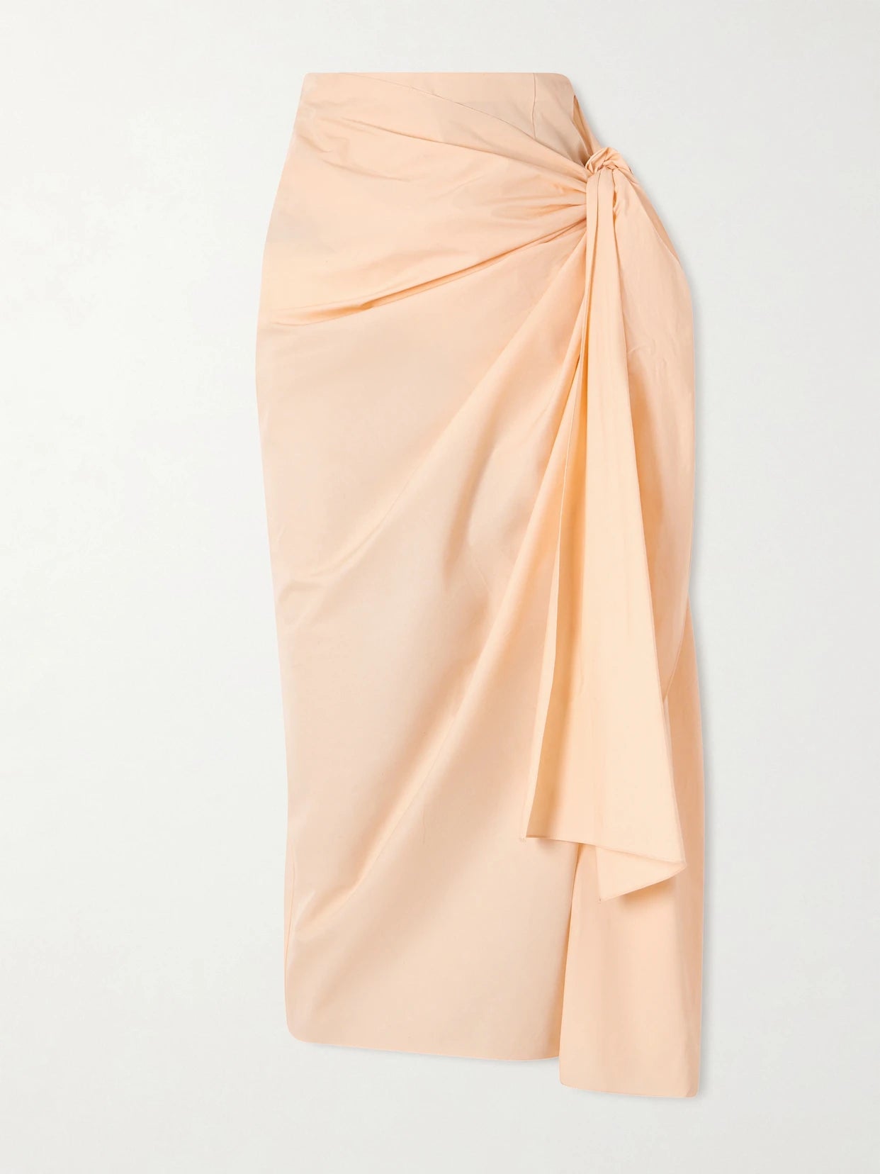 Shay Tie-detailed Draped Cotton-poplin Wrap Midi Skirt