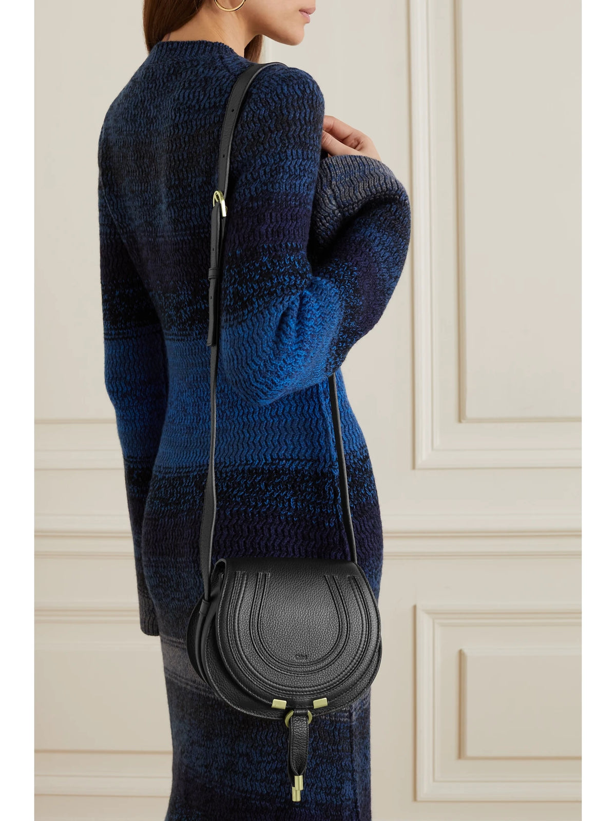 Image of Bags. Product name - Marcie Mini Textured-leather Shoulder Bag in Black colour by brand - Chloé