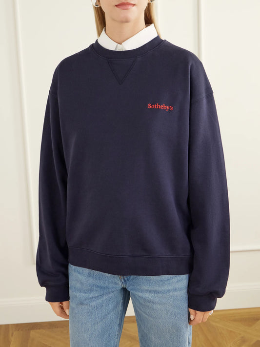 FRAME + Sotheby's Logo-embroidered Cotton-jersey Sweatshirt