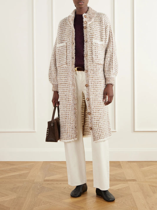 Image of Coats & Jackets. Product name - Mohair, Wool And Cotton-blend Coat in Beige colour by brand - Missoni