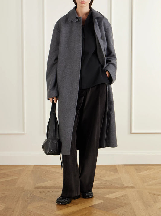 Image of Coats & Jackets. Product name - Ria Melton Wool-blend Coat in Charcoal colour by brand - Studio Nicholson