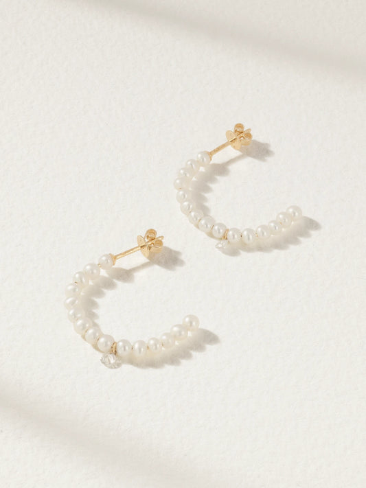 18-karat Gold, Pearl And Diamond Earrings