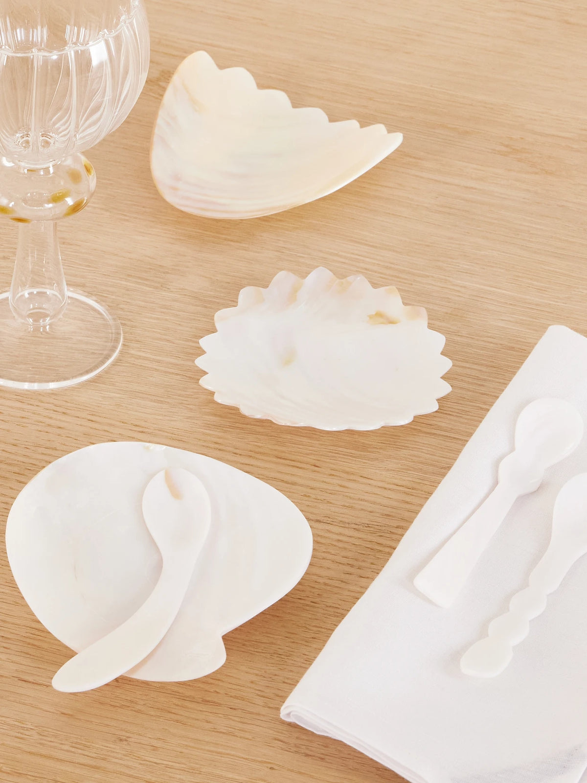 Image of Tableware. Product name - The Mother Of All Pearls Set Of Three Spoons And Dishes in Navy colour by brand - Gohar World