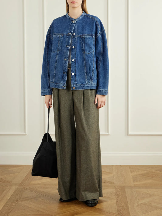 Image of Coats & Jackets. Product name - Dawson Oversized Denim Jacket in Dark denim colour by brand - TWP