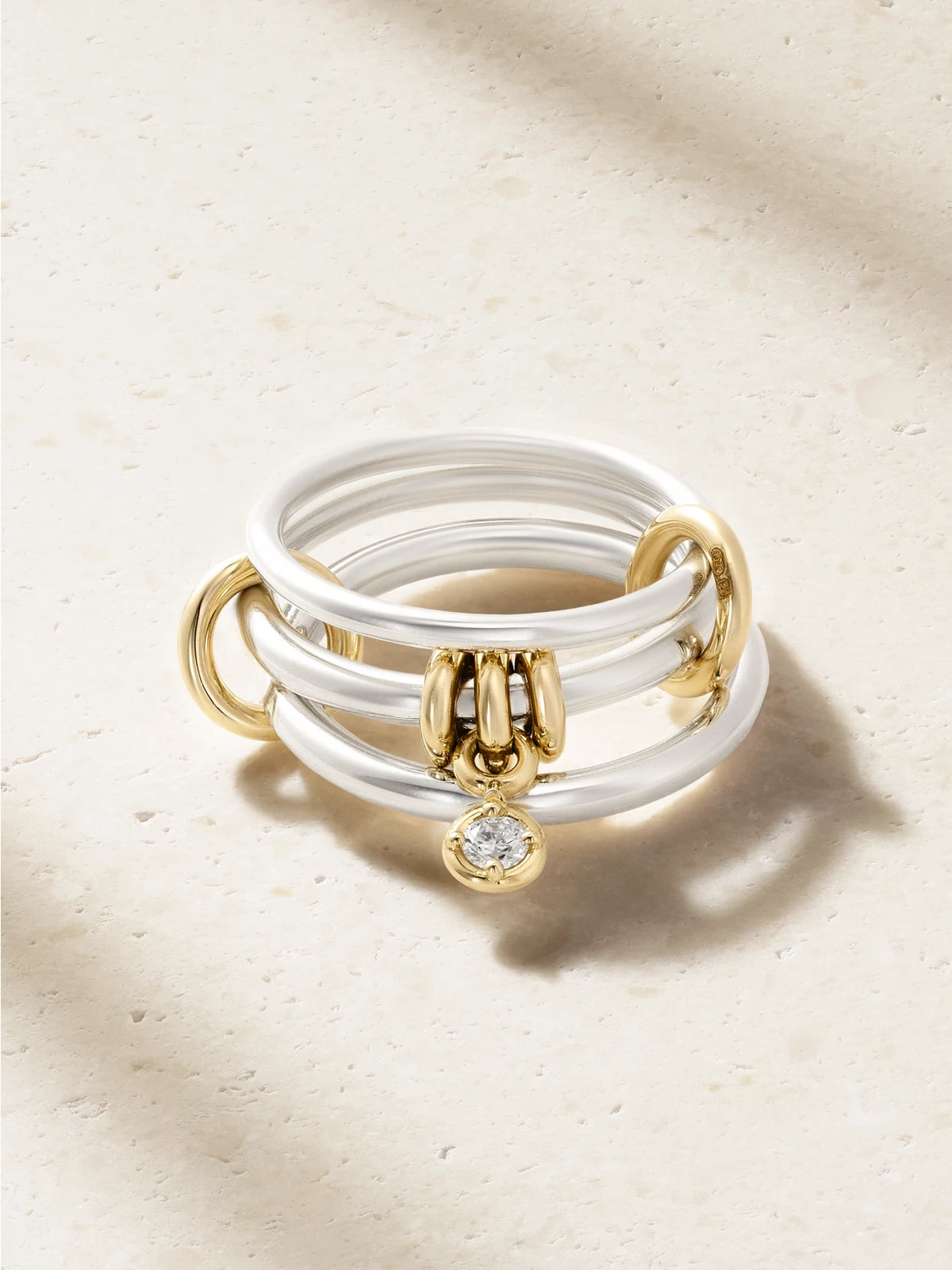 Piera Set Of Three 18-karat Gold, Sterling Silver And Diamond Rings