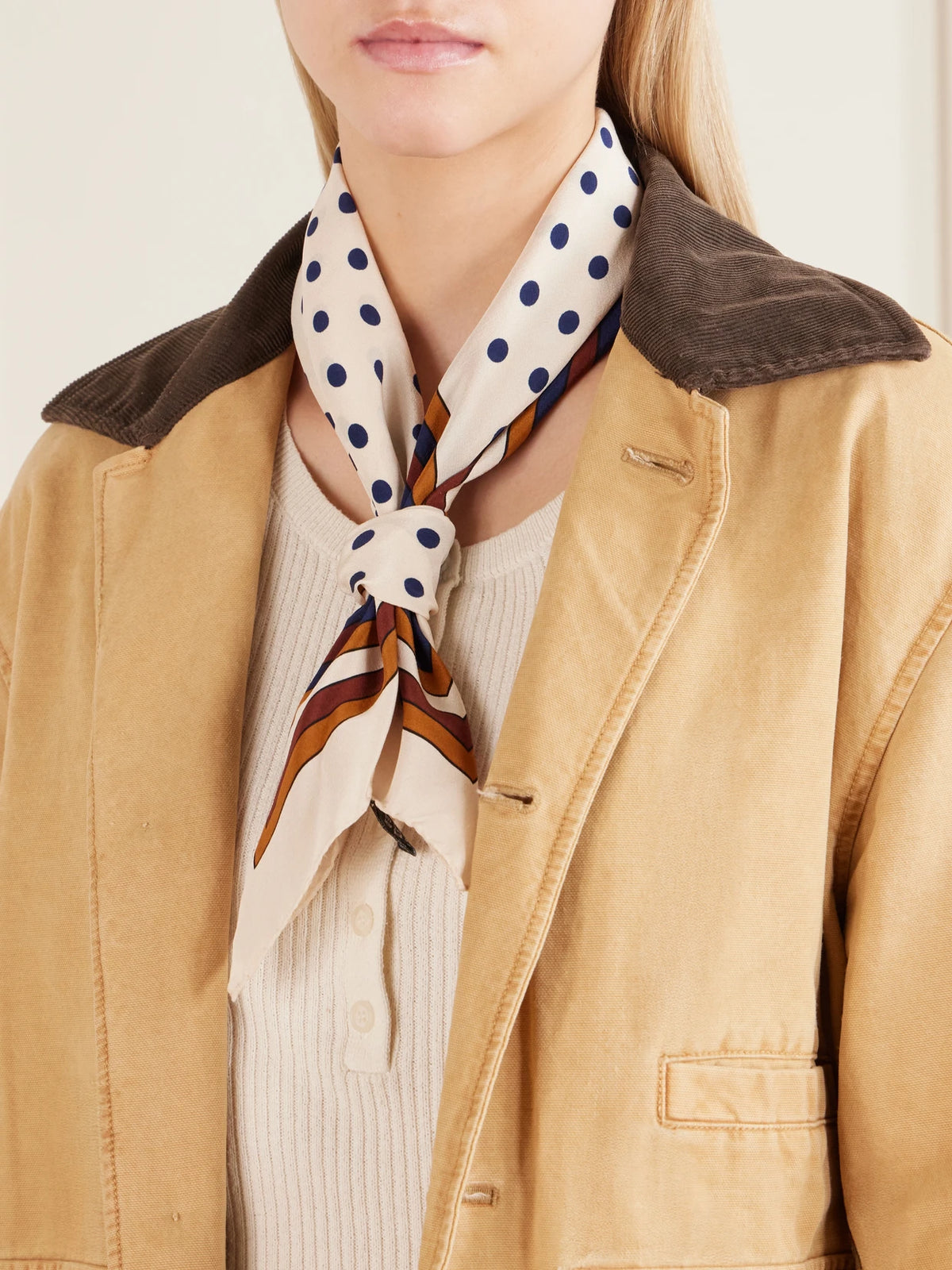 Nili Lotan Vintage Polka-dots Silk Scarf