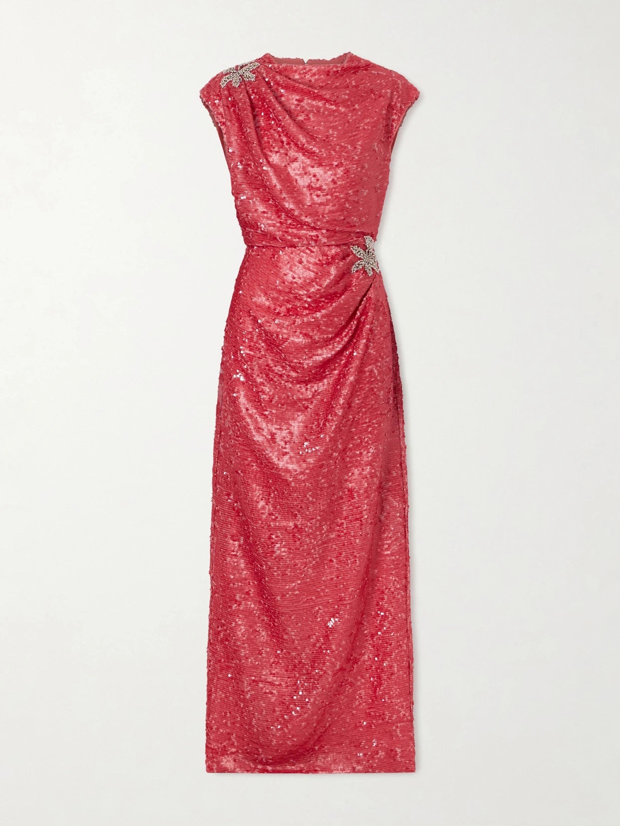 Draped Sequined Chiffon Gown