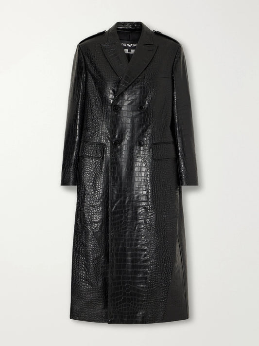 Junya Watanabe Croc-effect Material Double-breasted Coat