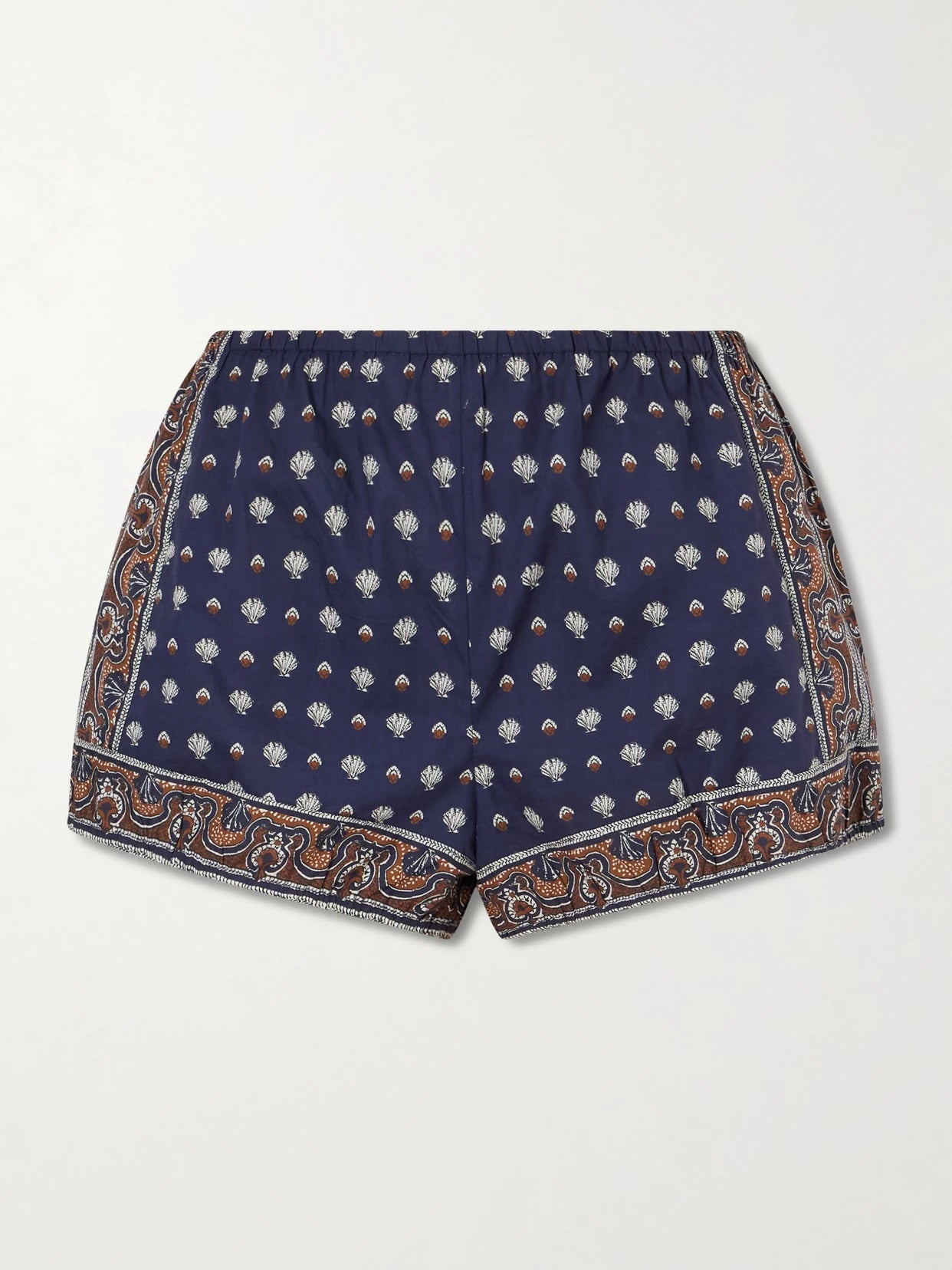 Image of a model wearing Shorts. Product name - Vienna Printed Cotton Shorts in Blue colour by brand - DÔEN