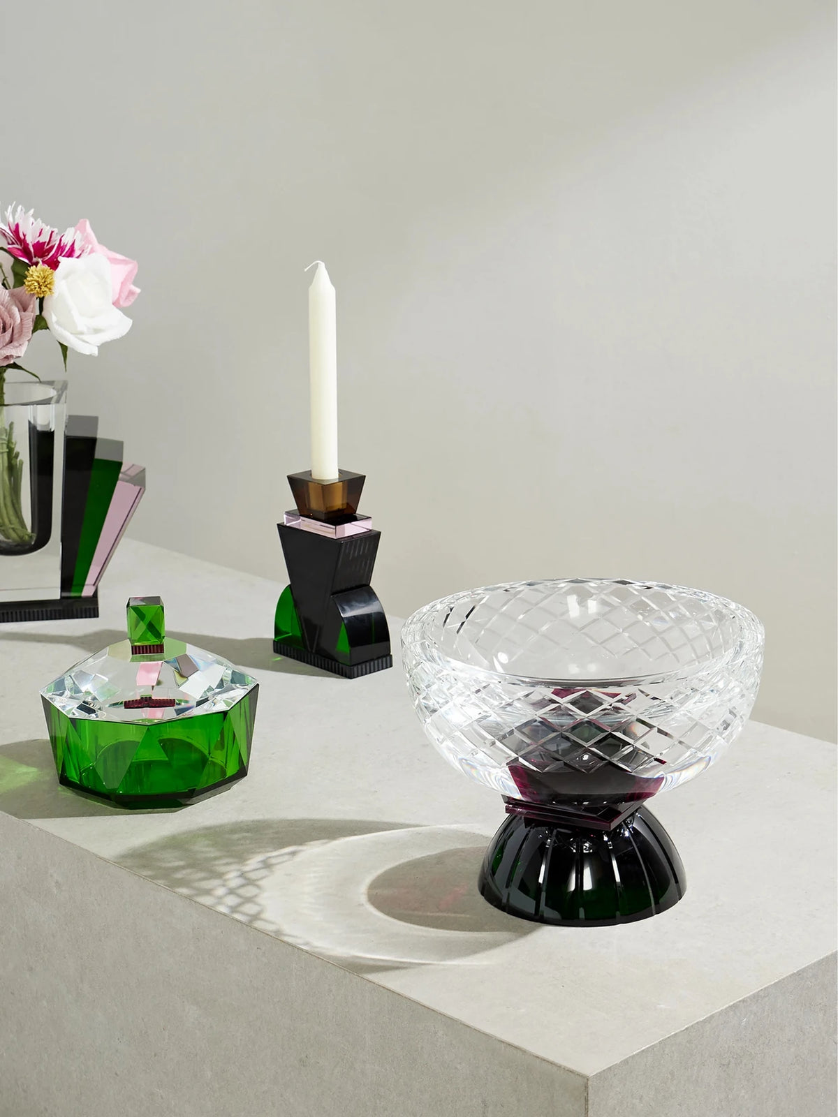Image of Decor. Product name - Jackie Crystal Bowl in Green colour by brand - Reflections Copenhagen