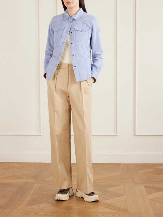 Image of Coats & Jackets. Product name - Nangy Cotton-corduroy Down Jacket in Light blue colour by brand - Moncler Grenoble
