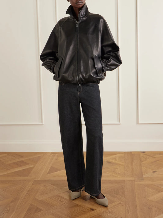 Image of Jeans. Product name - Mid-rise Straight-leg Jeans in Black colour by brand - Brunello Cucinelli
