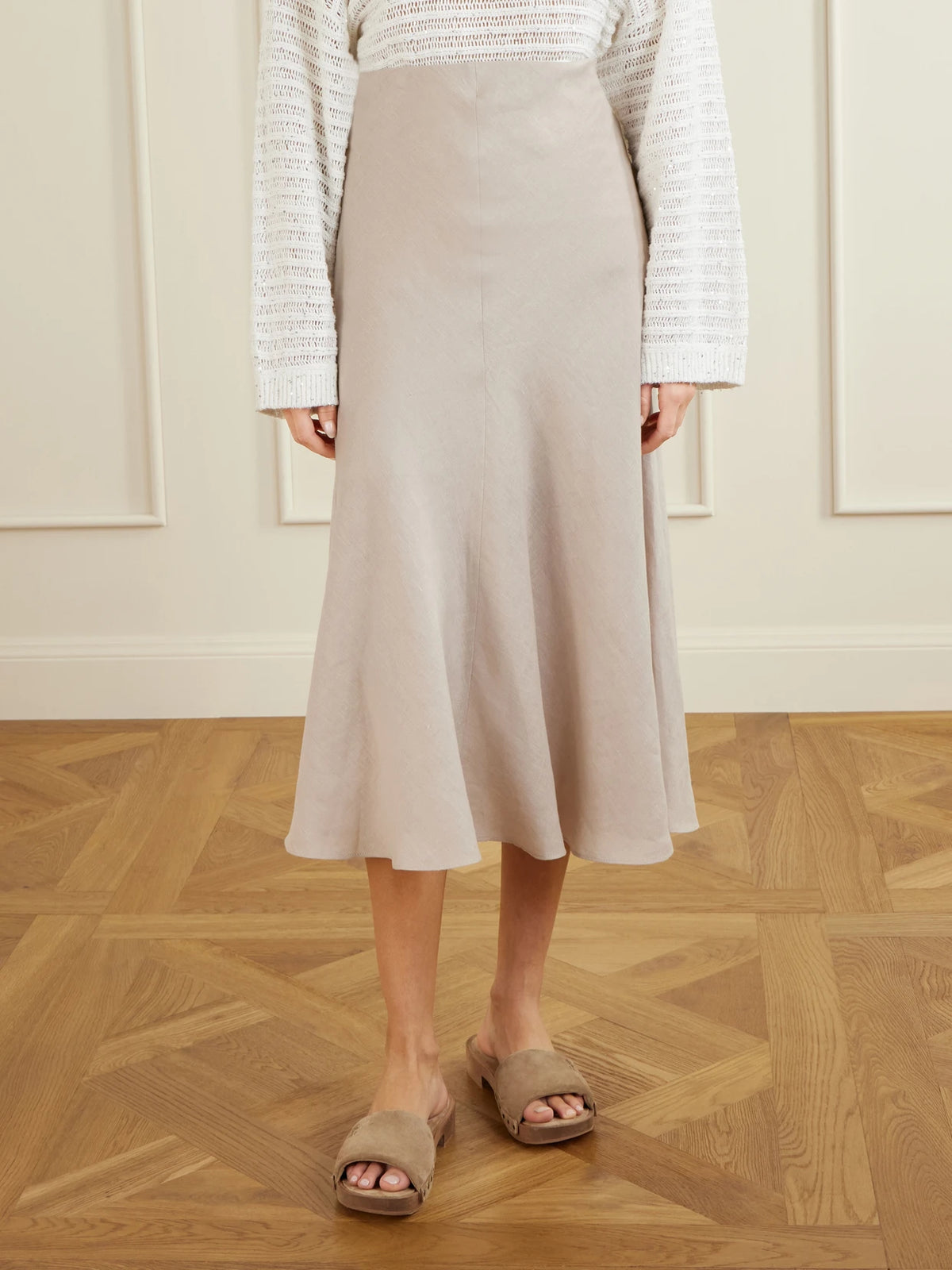 James Perse Linen Midi Skirt