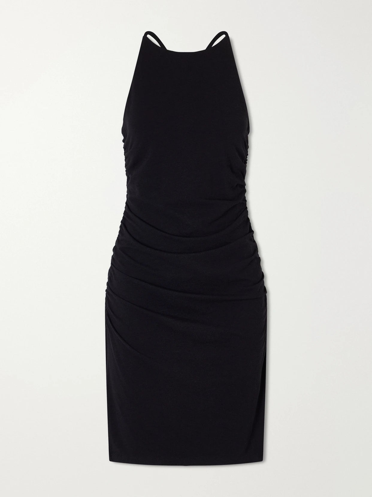 Image of Dresses. Product name - Ruched Tank Cotton-blend Jersey Mini Dress in Black colour by brand - James Perse