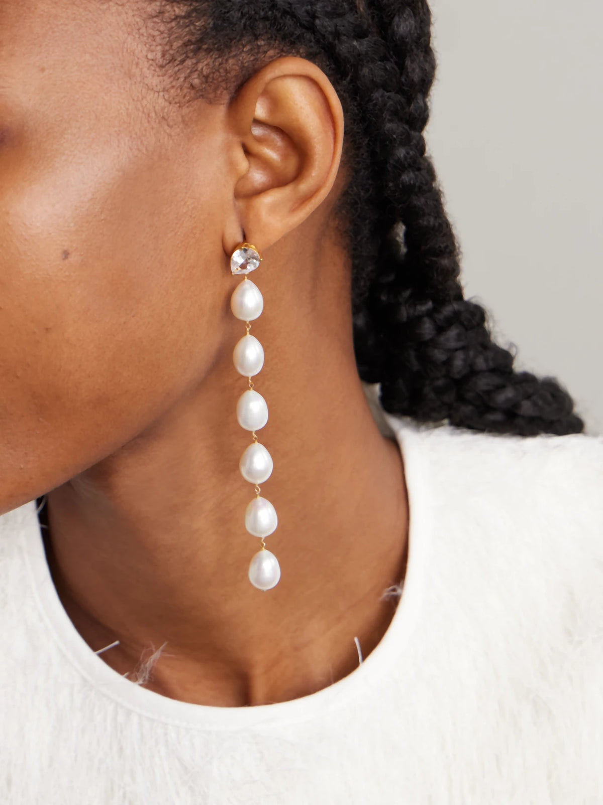 Image of Earrings. Product name - Recycled Gold Vermeil, Cubic Zirconia And Pearl Earrings in Multi colour by brand - Completedworks