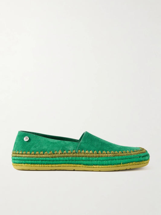 LOEWE + Paula's Ibiza Rio Raffia-trimmed Suede Espadrilles