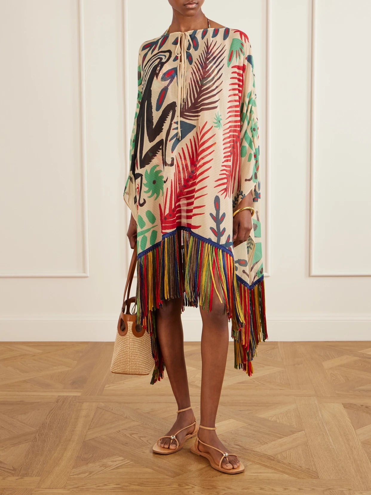 Image of Dresses. Product name - Woven Fringe Mini Dress in Multi colour by brand - Etro