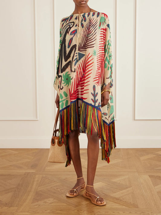 Image of Dresses. Product name - Woven Fringe Mini Dress in Multi colour by brand - Etro