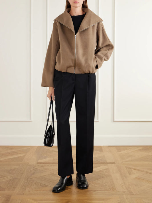 Image of Coats & Jackets. Product name - Lindy Brushed Wool Coat in Tan colour by brand - Almada