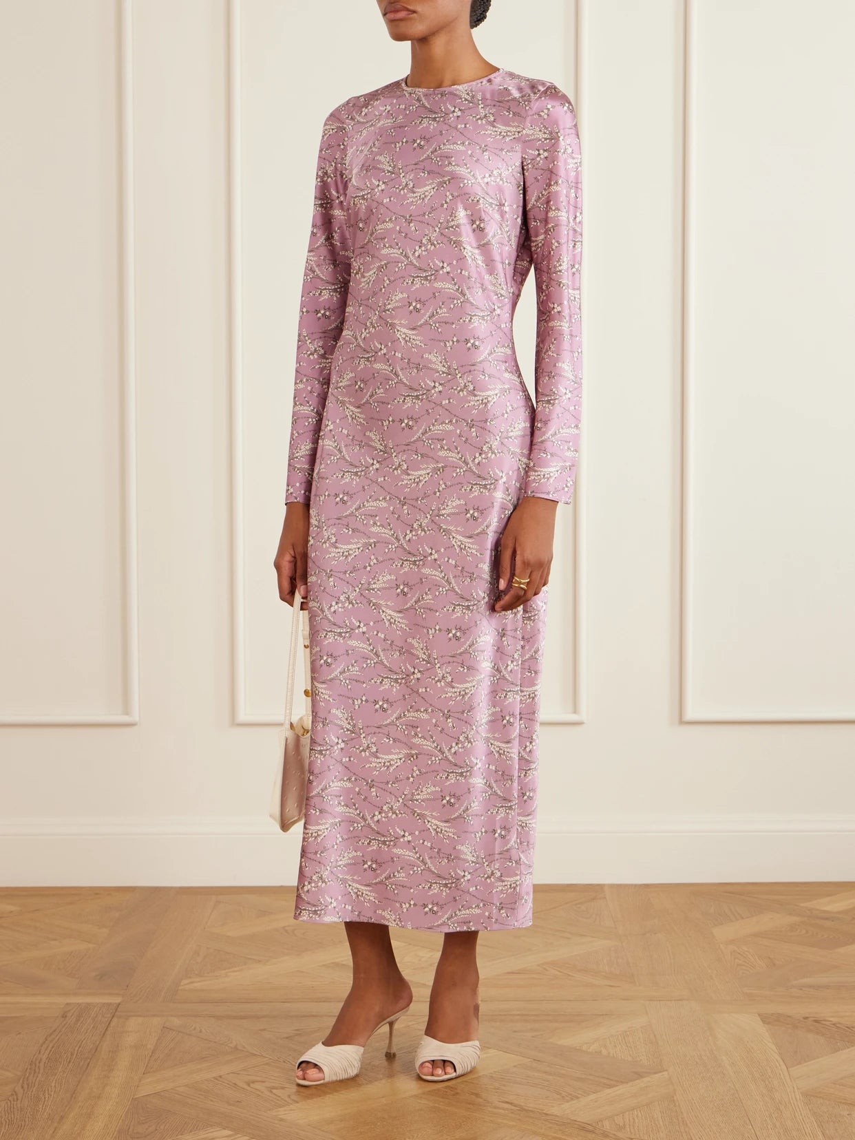 Image of Dresses. Product name - Gemma Floral-print Silk-blend Satin Maxi Dress in Pink colour by brand - Veronica Beard