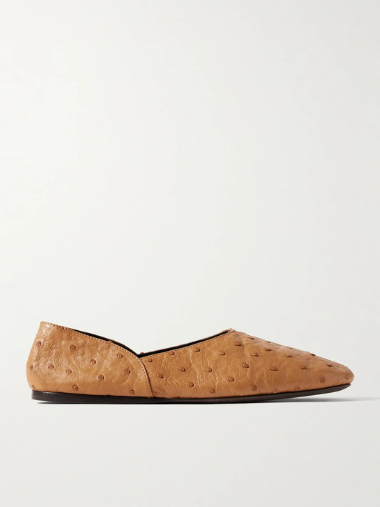 Jane Ostrich Leather Flats