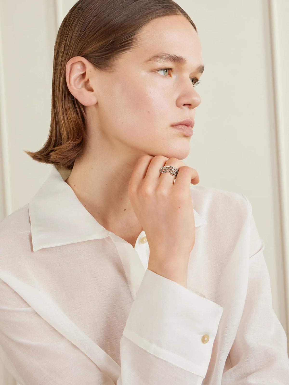 Image of Rings. Product name - Raneth Set Of Three Sterling Silver Rings in Multi colour by brand - Spinelli Kilcollin