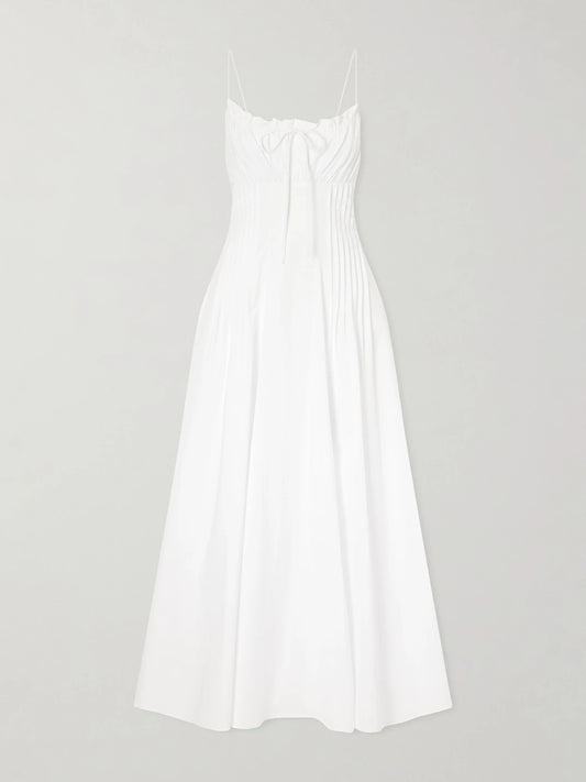 Image of Dresses. Product name - Margi Cotton-blend Midi Dress in White colour by brand - STAUD