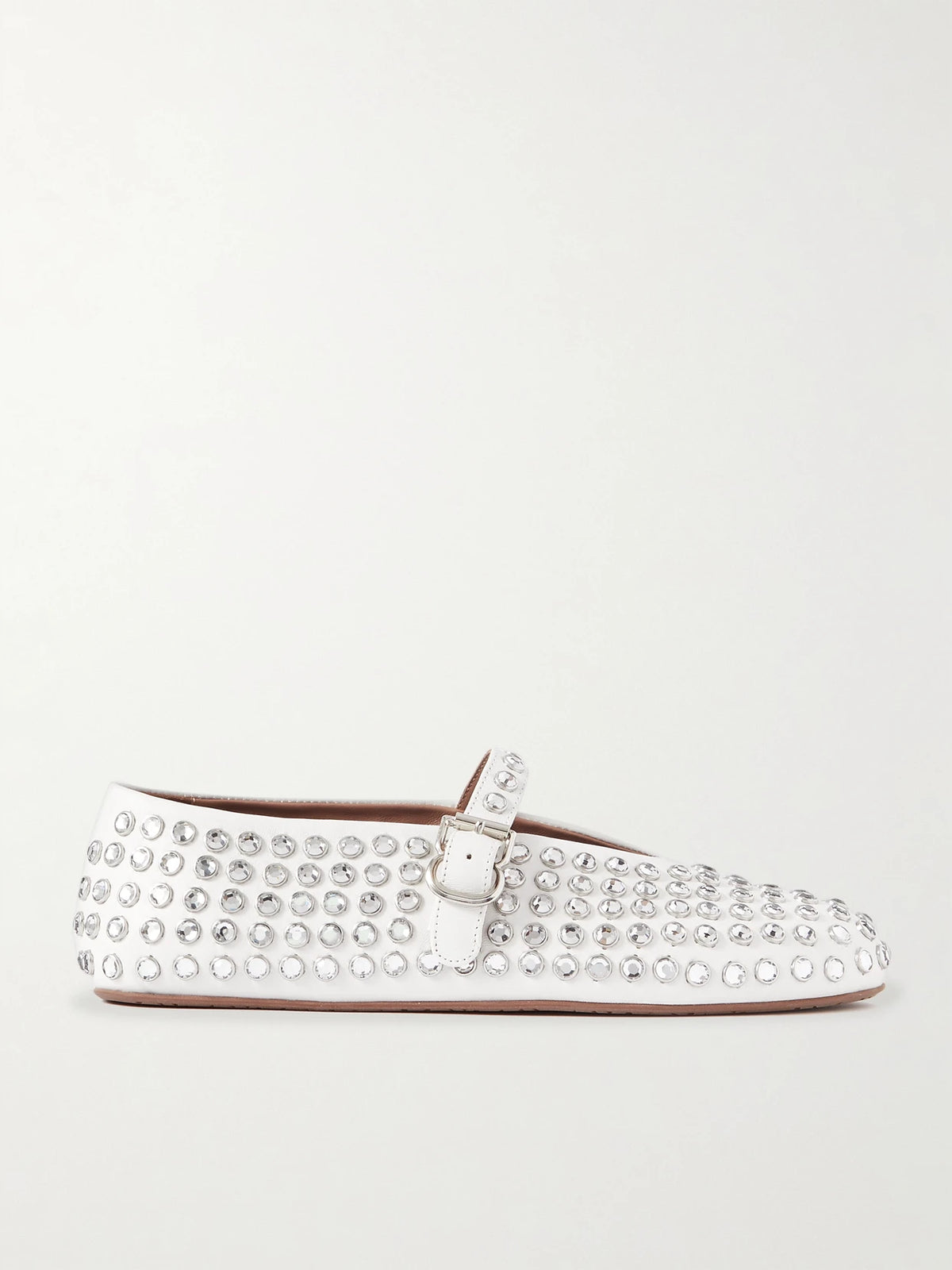 Crystal-embellished Leather Ballet Flats
