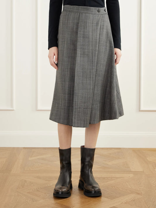 Our Legacy Mono Wool Broken Twill Wrap Midi Skirt