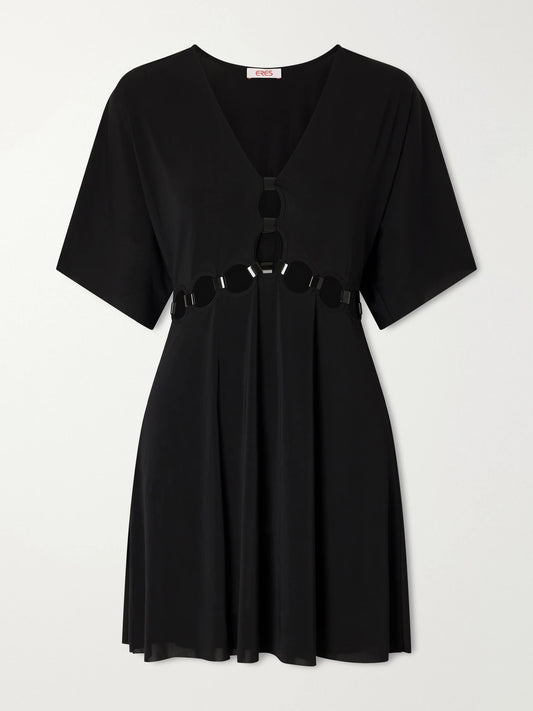 Image of Dresses. Product name - Connection Cutout Jersey Mini Dress in Black colour by brand - Eres